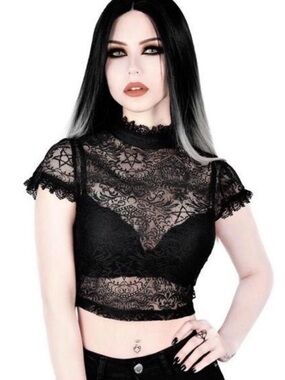 Killstar Ava Lace Crop Top Goth Sheer Lace XS Dolls Kill
